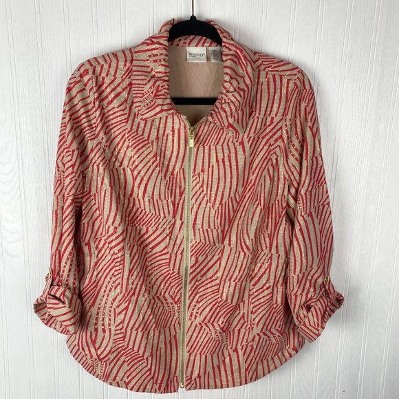 Chico's Zenergy Red Print Jacket size Small‎ Petite - Picture 1 of 6